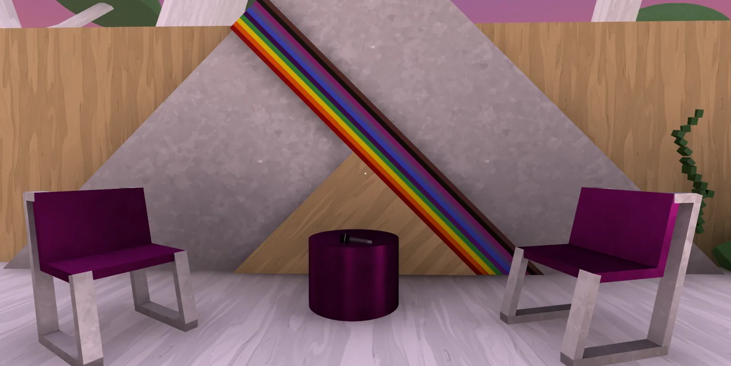 Seating in a Pride themed interior