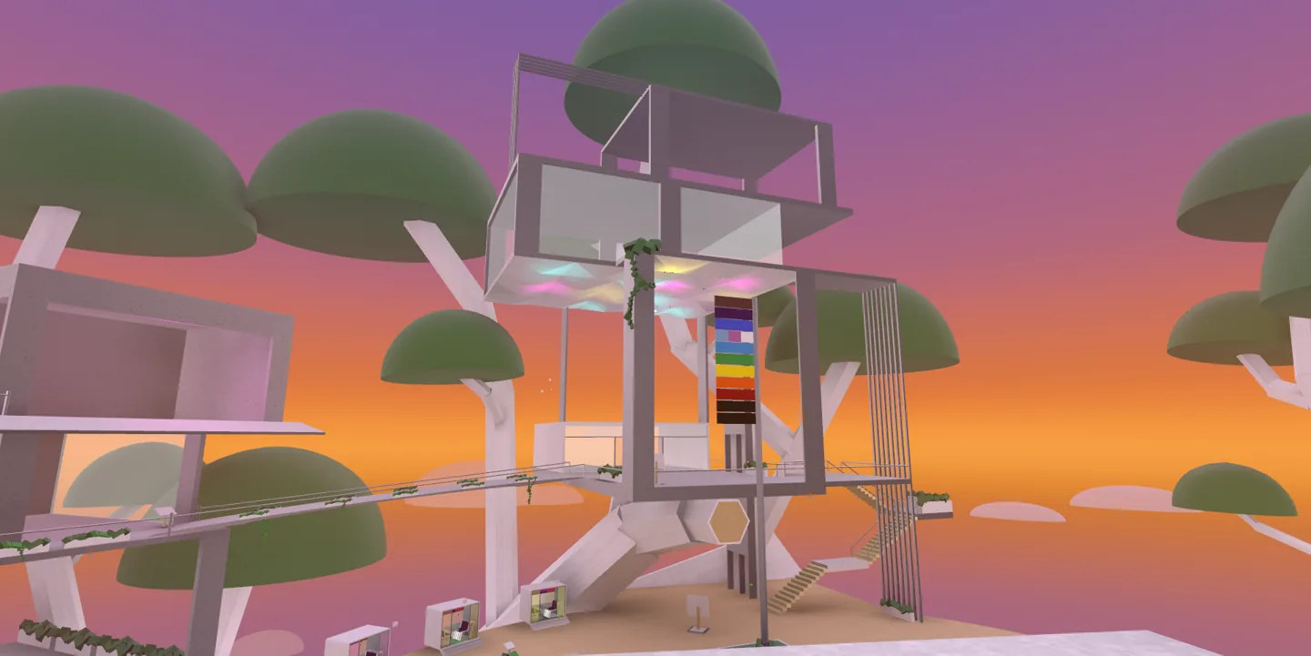The central structure and paths during the build