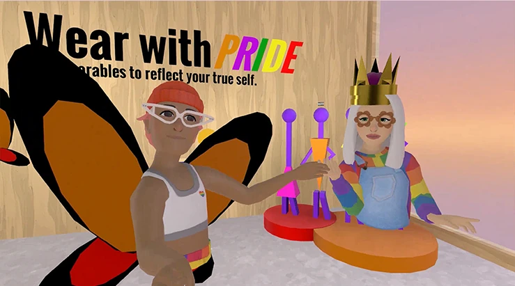 Avatars explore Pride themed clothing and accessories